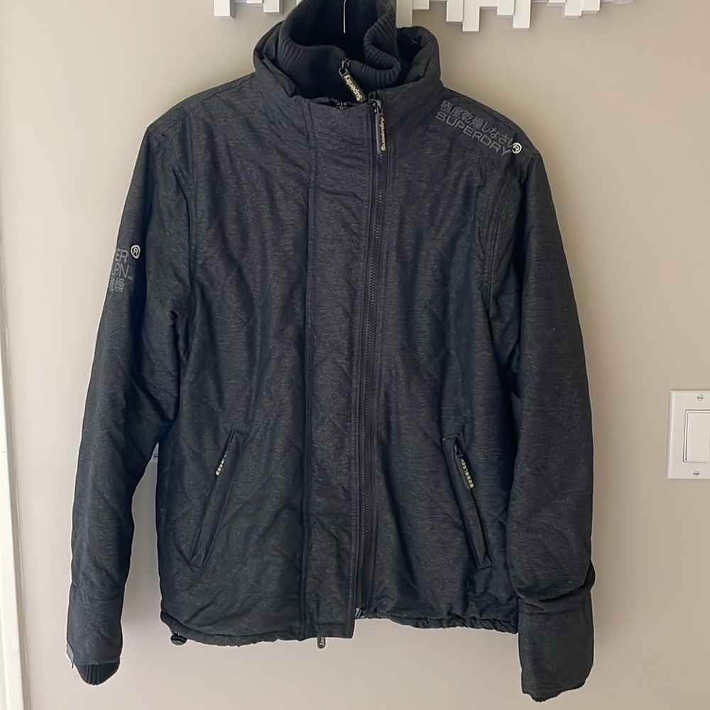 Superdry Original Windcheater Winter Jacket Coat Charcoal Grey Men Small